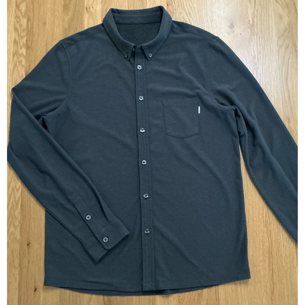 Vuori Ace Button Down Shirt Mens S Charcoal Gray Long Sleeve Stretch Pocket